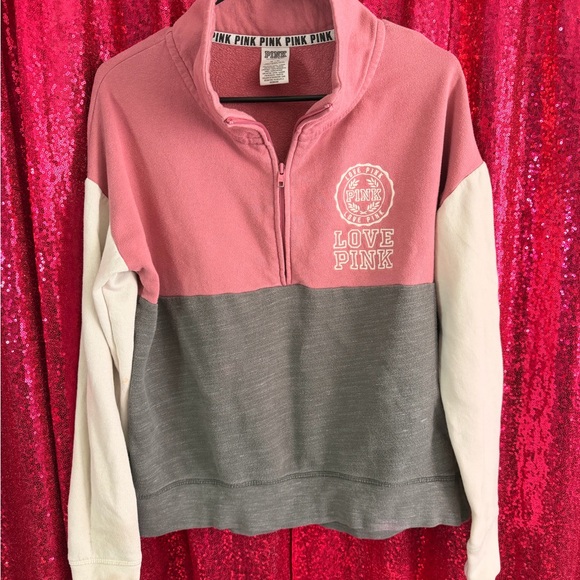 Victoria's Secret Tops - Victoria's Secret Pink and Gray Colorblock Sweatshirt